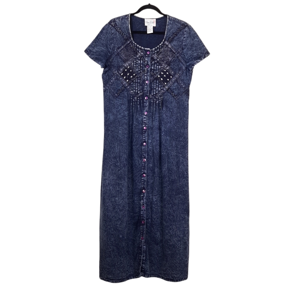 Olivia Rose vtg acid wash chambray maxi dress artsy whimsigoth boho fairy grunge